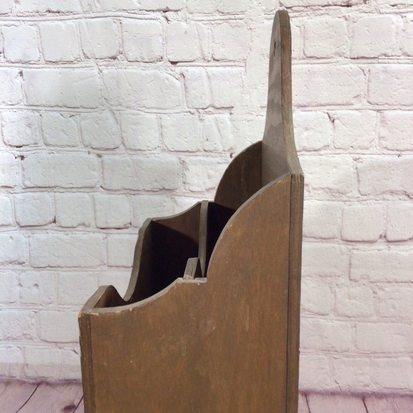 Vintage Hand Crafted Hand Painted Blue Floral Wood Wall or Tabletop Organizer - Picture 9 of 15